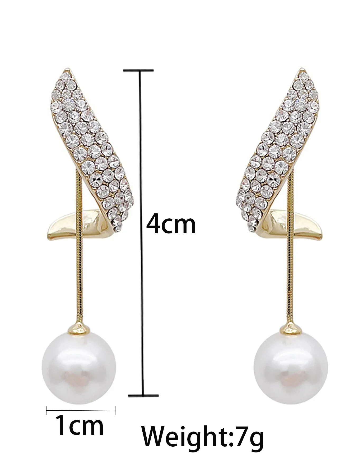 2 fashionable and gorgeous women's long diamond inlaid pearl geometric earrings, party and dinner party accessories - Image 4