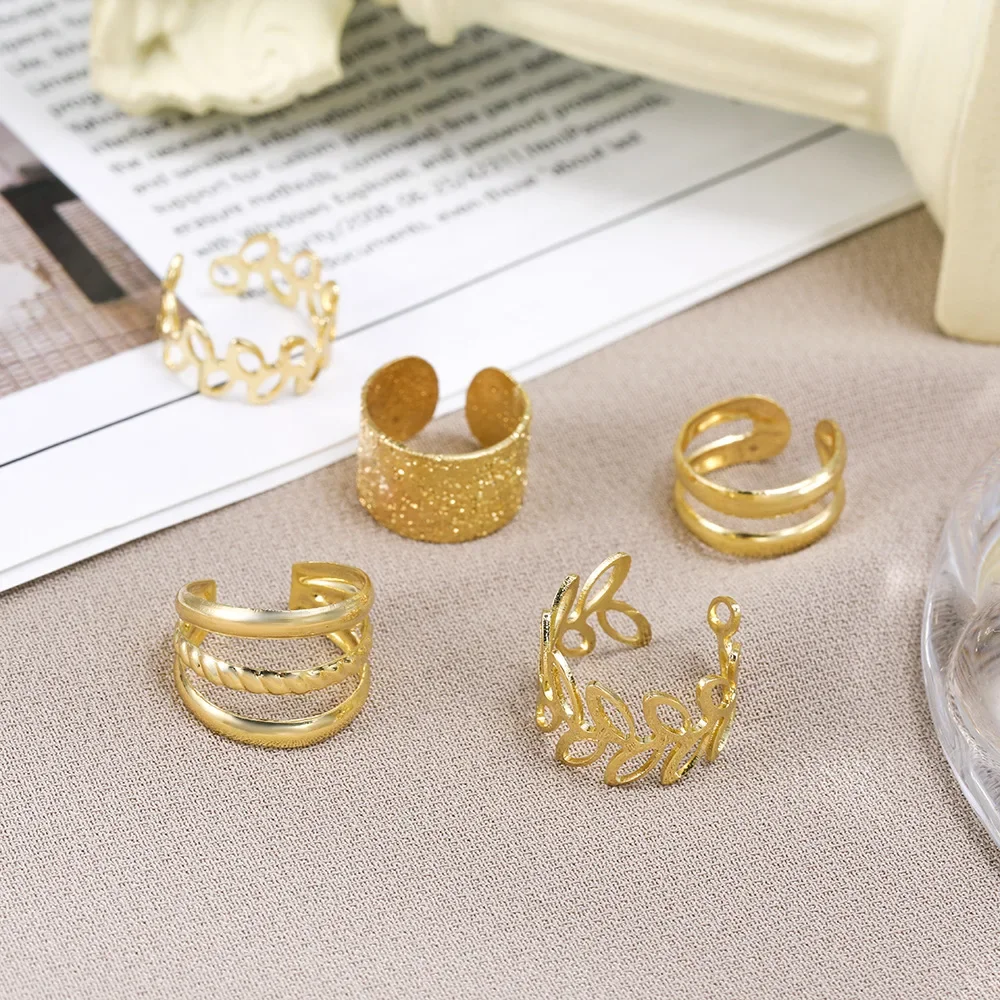 5pcs;Silver Color Leaves Clip Earrings for Women Men Creative Simple C Ear Cuff Non-Piercing Ear Ear Clip Set Trend Jewelry Gift - Image 14