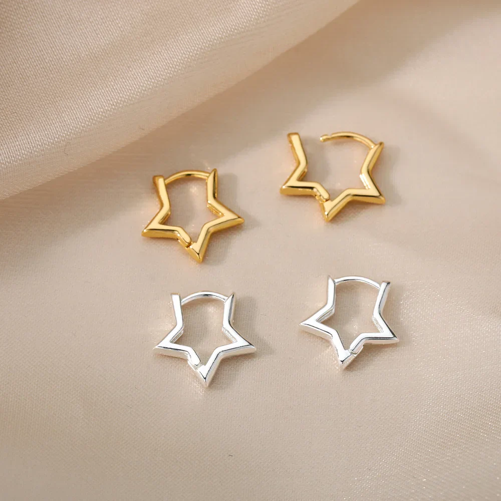 Geometric Star Earrings For Women Stainless Steel Star Hoop Earring Girl Jewelry Gift Charm Hypoallergenic Accessories Brincos - Image 12