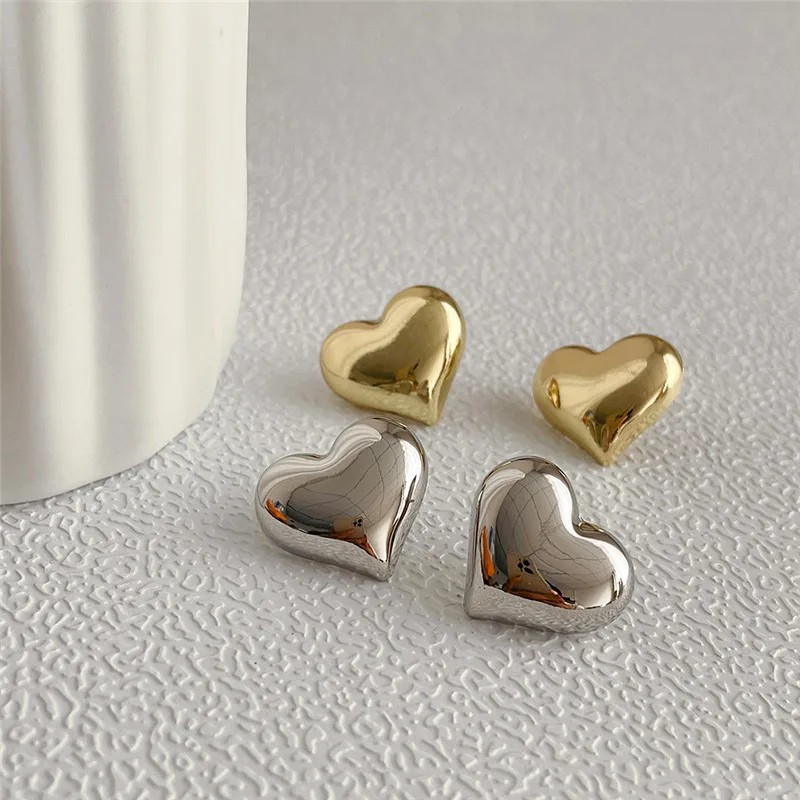 LATS Gold Color Smooth Surface Love Heart Shaped Stud Earrings Women Minimalist Fashion Girl Wedding Bridal Jewelry - Image 10