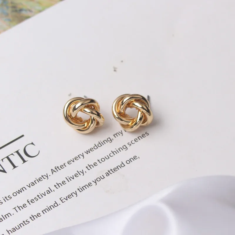 Tiny Metal Stud Earrings for Women Gold Color Twist Round Earrings Small Unusual Earrings boucles d'oreilles Fashion Jewelry - Image 10