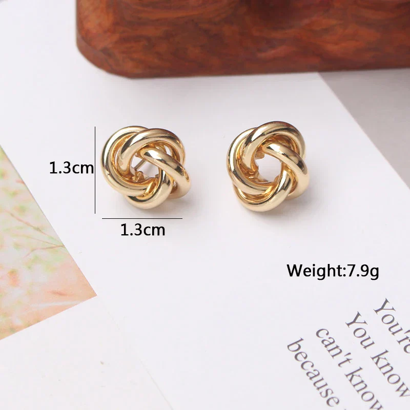Tiny Metal Stud Earrings for Women Gold Color Twist Round Earrings Small Unusual Earrings boucles d'oreilles Fashion Jewelry - Image 7