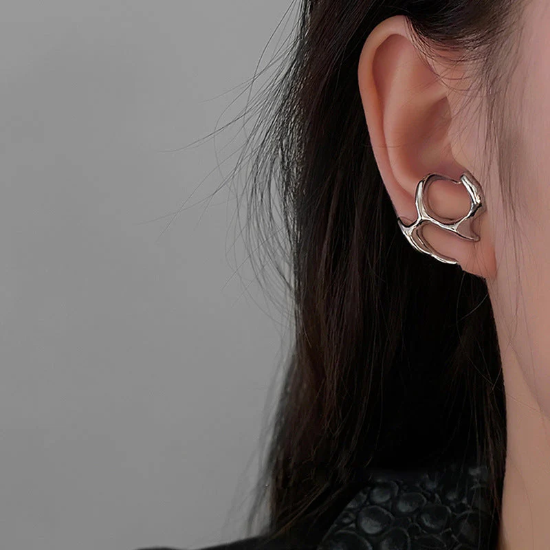 Y2K Irregular Liquid Earrings for Women Silver Color Hip-Hop Punk Fashion Geometric Earring Clip Girl 2024 Trendy Party Jewelry - Image 11